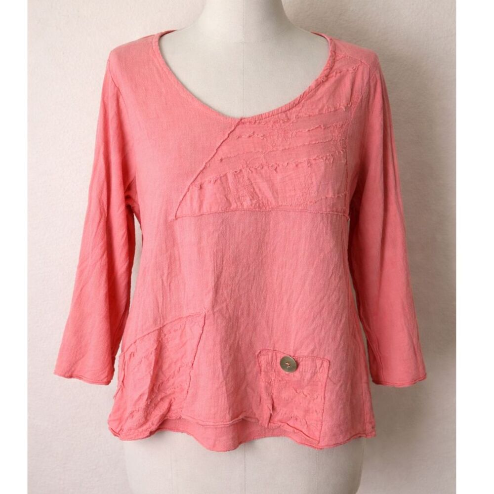 Calypso Clothing Cotton Patchwork Top Pink Womens Medium